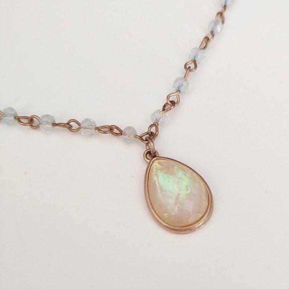 Iridescent yellow bead pendant w/clear bead accent - Picture 11 of 12